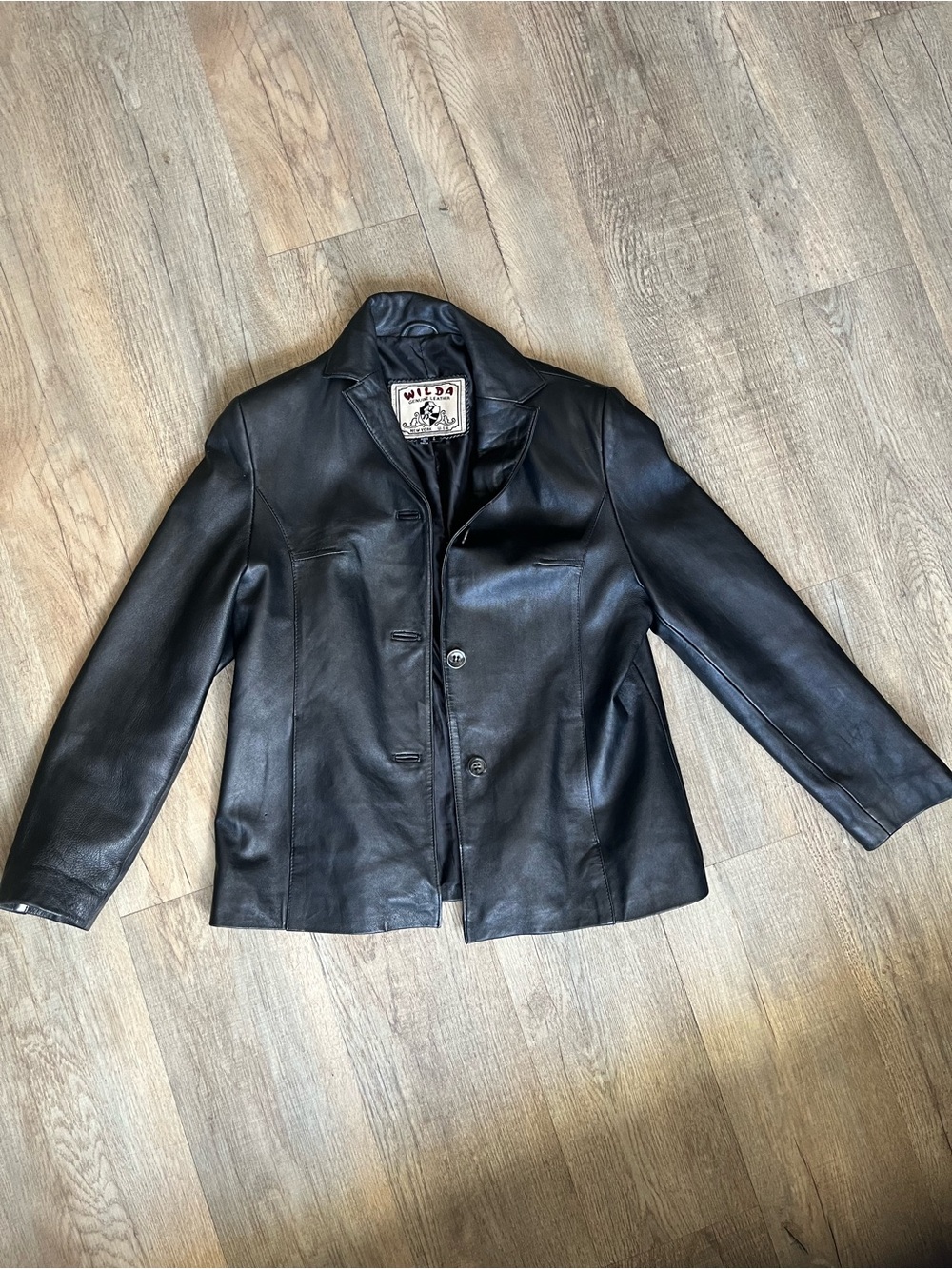 Wilda Black Leather Button-Up Women's Jacket